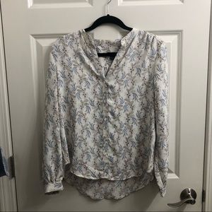 Ann Taylor Floral Shirred V-Neck Blouse